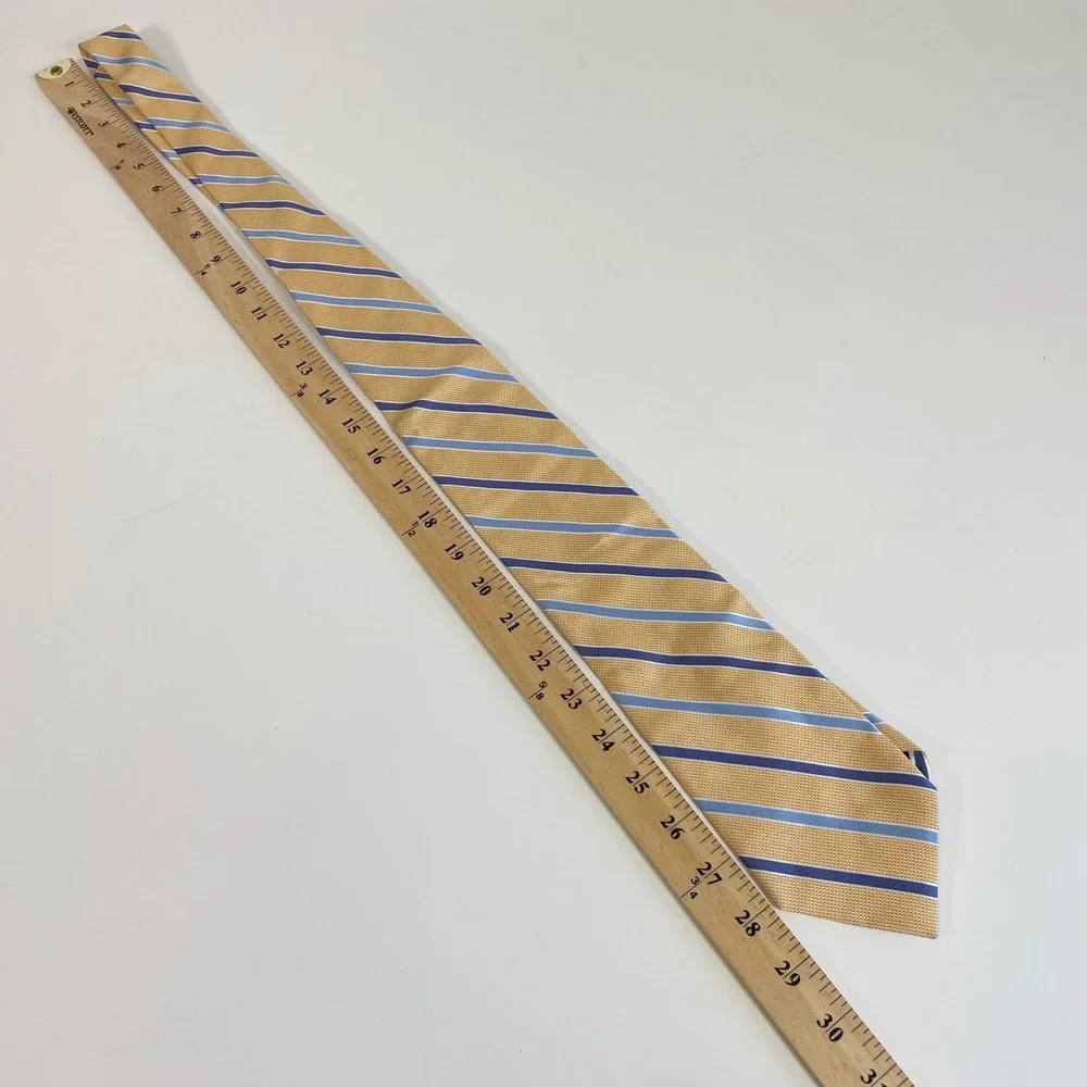 Brooks Brothers Makers Silk Tie Gold Blue Striped Repp Necktie Italy USA